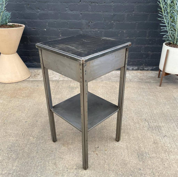Vintage Industrial Metal End Table / Night Stand