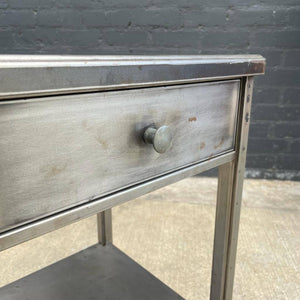 Vintage Industrial Metal End Table / Night Stand