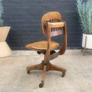 Vintage 1950’s Swivel Wood Desk Chair
