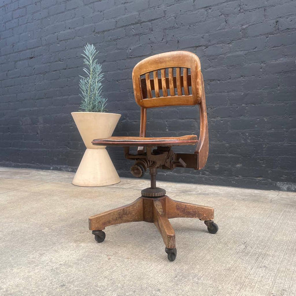 Vintage 1950’s Swivel Wood Desk Chair