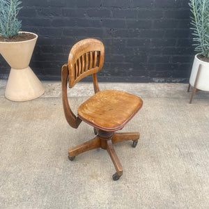 Vintage 1950’s Swivel Wood Desk Chair