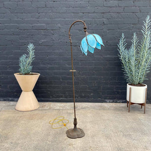 Antique Victorian Style Slag Blue Glass Floor Lamp, c.1950’s