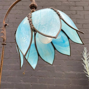 Antique Victorian Style Slag Blue Glass Floor Lamp, c.1950’s