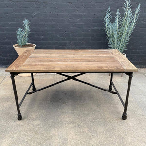 Contemporary Industrial Rolling Table with Reclaimed Wood Top