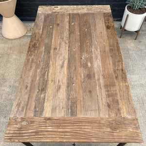 Contemporary Industrial Rolling Table with Reclaimed Wood Top