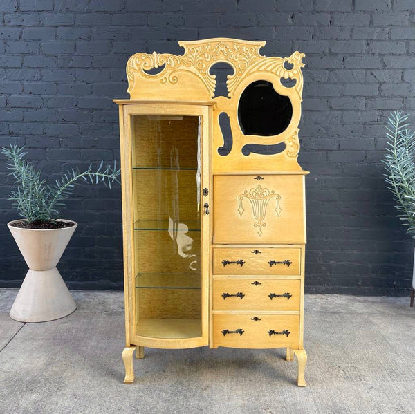 Vintage Bleached Oak Display Dresser, c.1960’s