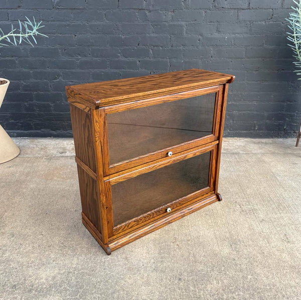 Vintage Small Barristers Oak Shelf Bookcase with Glass Doors, c.1950’s
