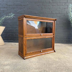 Vintage Small Barristers Oak Shelf Bookcase with Glass Doors, c.1950’s