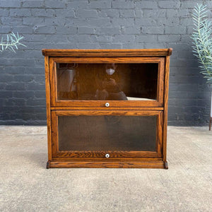 Vintage Small Barristers Oak Shelf Bookcase with Glass Doors, c.1950’s