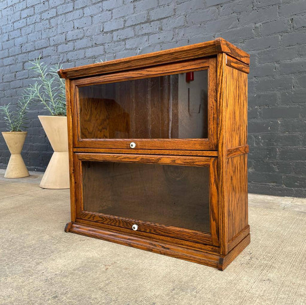 Vintage Small Barristers Oak Shelf Bookcase with Glass Doors, c.1950’s