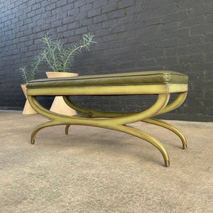 Vintage Regency X Base Style Tufted Bench