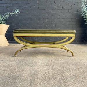 Vintage Regency X Base Style Tufted Bench