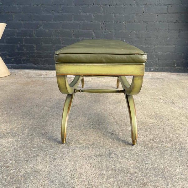 Vintage Regency X Base Style Tufted Bench