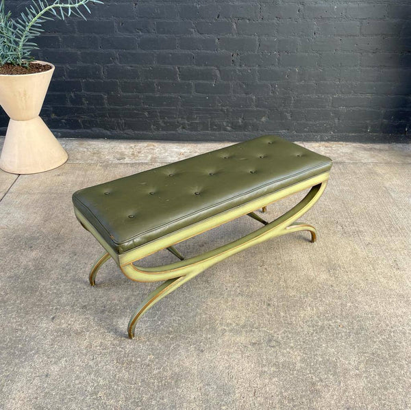 Vintage Regency X Base Style Tufted Bench