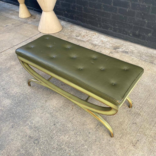 Vintage Regency X Base Style Tufted Bench