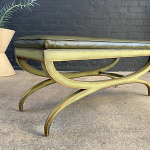 Vintage Regency X Base Style Tufted Bench