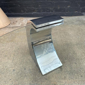 Vintage Polished Chrome & Glass Coffee Table