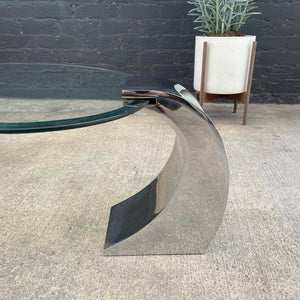Vintage Polished Chrome & Glass Coffee Table