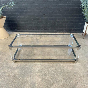 Polished Chrome & Glass Two-Tier Coffee Table