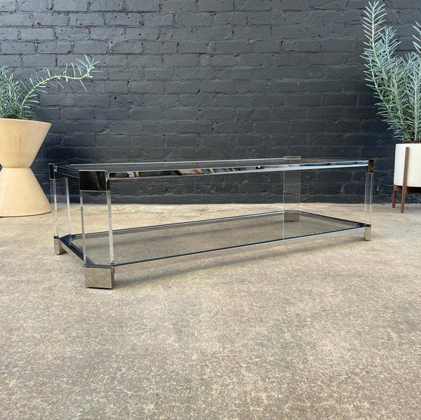 Polished Chrome & Glass Two-Tier Coffee Table