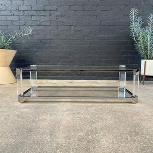 Polished Chrome & Glass Two-Tier Coffee Table