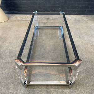 Polished Chrome & Glass Two-Tier Coffee Table