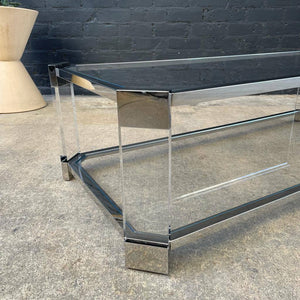 Polished Chrome & Glass Two-Tier Coffee Table