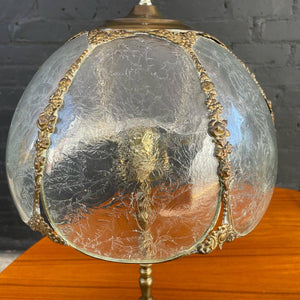 Pair of Antique Patinated Brass & Glass Table Lamps