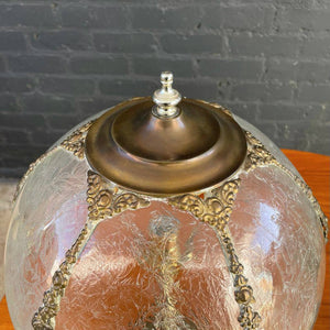 Pair of Antique Patinated Brass & Glass Table Lamps