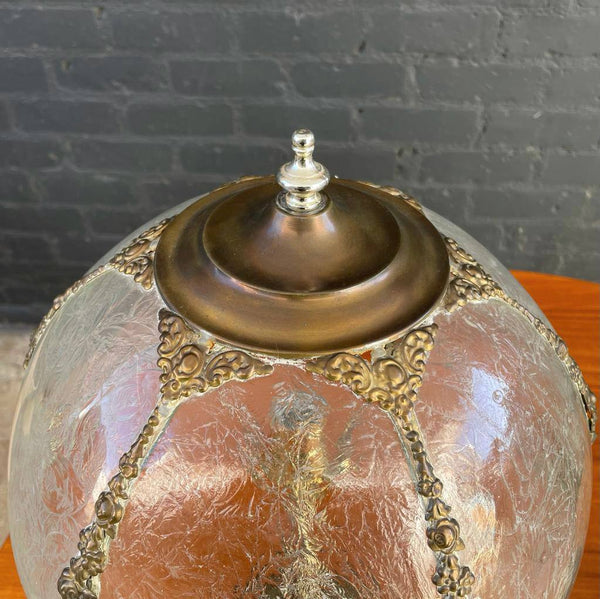 Pair of Antique Patinated Brass & Glass Table Lamps