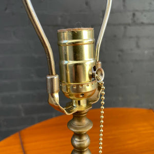 Pair of Antique Patinated Brass & Glass Table Lamps
