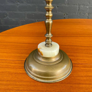 Pair of Antique Patinated Brass & Glass Table Lamps