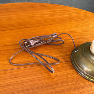 Pair of Antique Patinated Brass & Glass Table Lamps