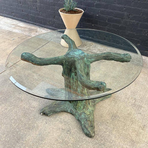 Vintage Sculpted Concrete & Glass Dining Table