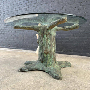 Vintage Sculpted Concrete & Glass Dining Table