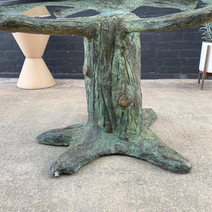 Vintage Sculpted Concrete & Glass Dining Table
