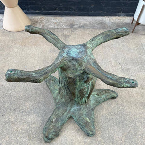 Vintage Sculpted Concrete & Glass Dining Table