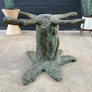 Vintage Sculpted Concrete & Glass Dining Table