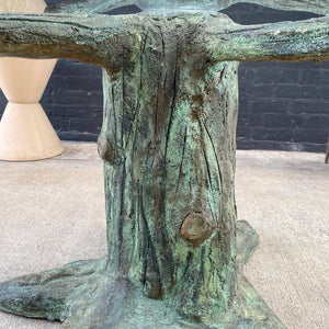 Vintage Sculpted Concrete & Glass Dining Table
