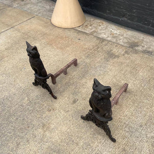 Set of Vintage Fireplace Cat Andirons