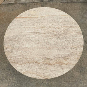 Vintage Travertine Stone Side Table with Brass Accent, c.1970’s