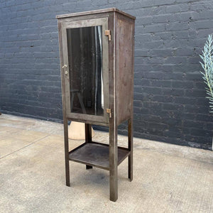 Vintage Industrial Metal & Glass Cabinet
