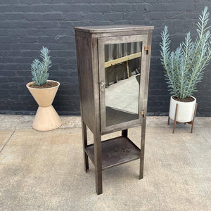 Vintage Industrial Metal & Glass Cabinet