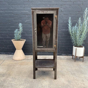 Vintage Industrial Metal & Glass Cabinet