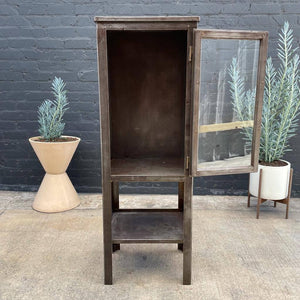 Vintage Industrial Metal & Glass Cabinet