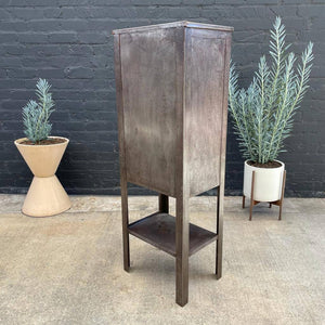 Vintage Industrial Metal & Glass Cabinet