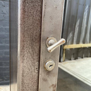 Vintage Industrial Metal & Glass Cabinet