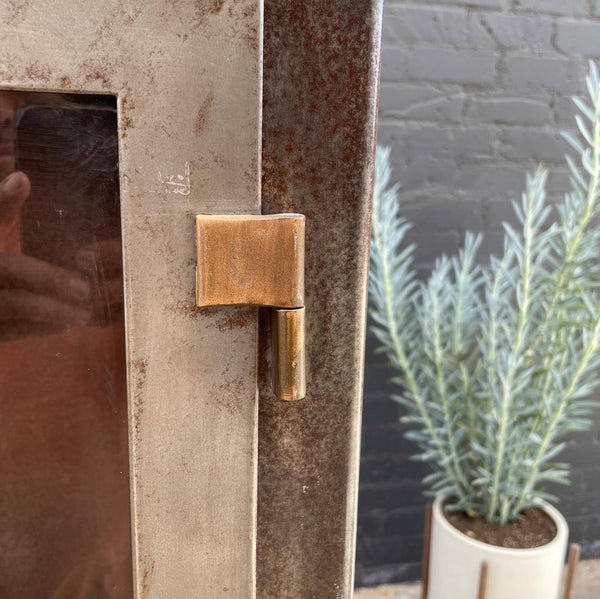 Vintage Industrial Metal & Glass Cabinet
