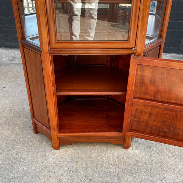 Vintage Corner Curio Display Shelf Cabinet with Glass Doors