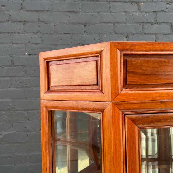 Vintage Corner Curio Display Shelf Cabinet with Glass Doors